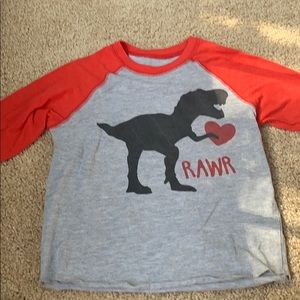 Dinosaur Heart Baseball Tshirt